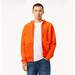 Men's Lacoste Zip-Up Fleece Hoodie in Orange