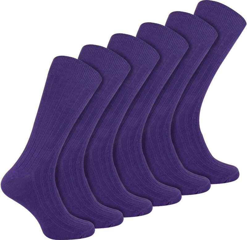 Heren Effen Kleurige Katoen Rijke Geribbelde Kousen