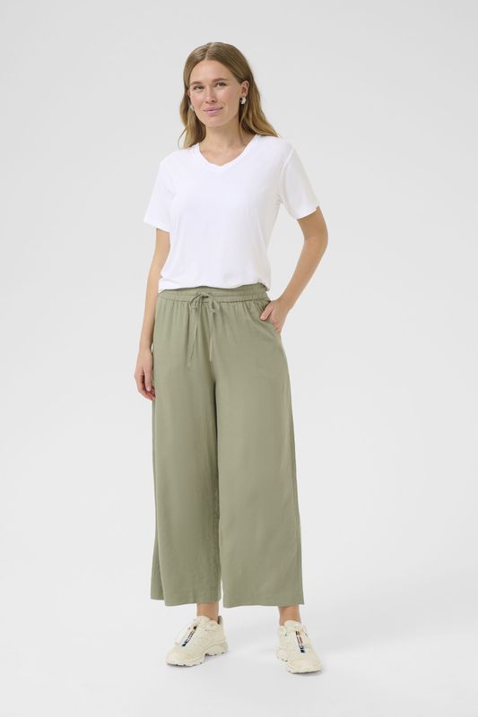 Casual Broek - Oil Green - Loose Fit - Cropped Lengte