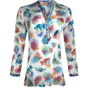 Inoa - Milano-top - Witte - Dierenprint - Lange Mouwen - V-hals