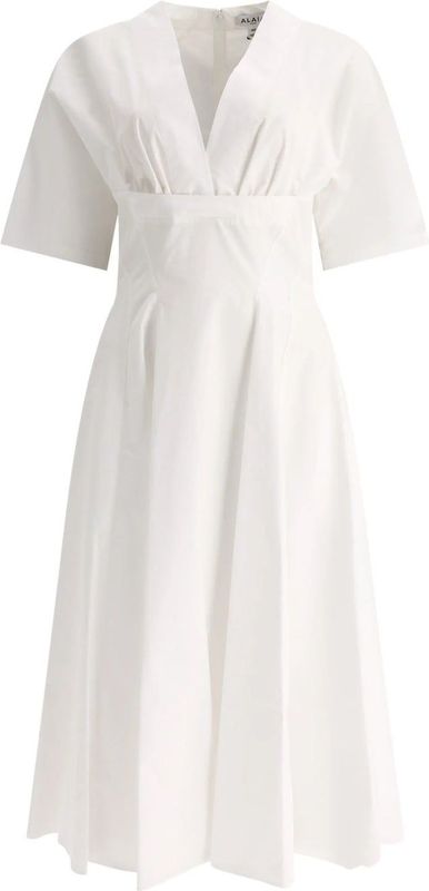 Alaïa - Midi-Jurk - Katoen - Korte Mouwen - V-Hals - Italië