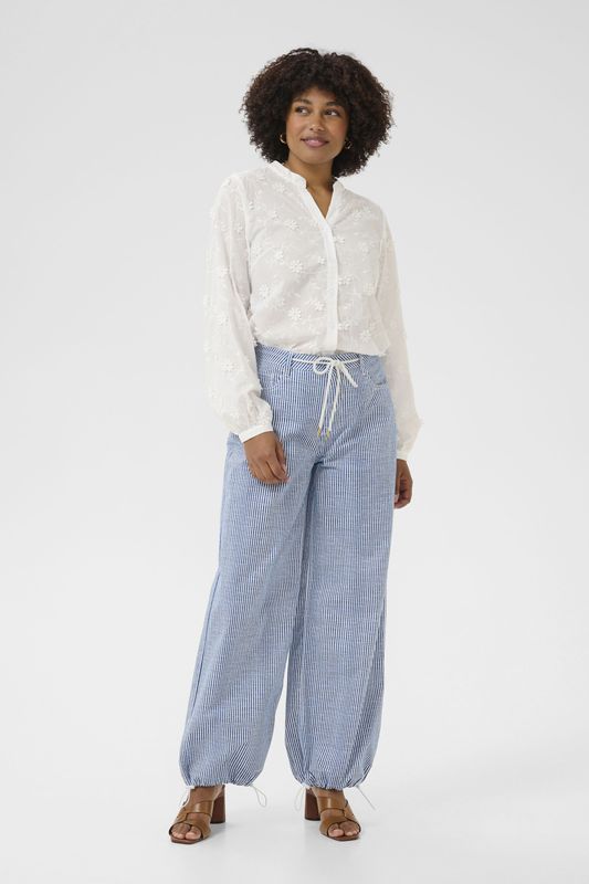 Cream Broek 'Berta'  blauw / wit