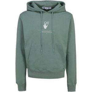 Hoodie - Gebroken Wit - Groene Graffiti-logo - Regular Fit - 100% Katoen