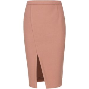 Kokerrok - Zalm - Imitatiemouflon - Knielengte - Met Split