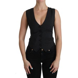Dolce & Gabbana Dames Zwart Gestippeld Mouwloos Vest Top Blouse - Maat XS