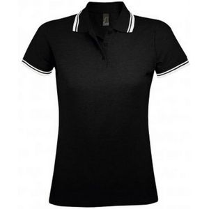 SOLS Dames/dames Pasadena Getipt Korte Mouw Pique Polo Shirt (Zwart/Wit) - Maat 2XL