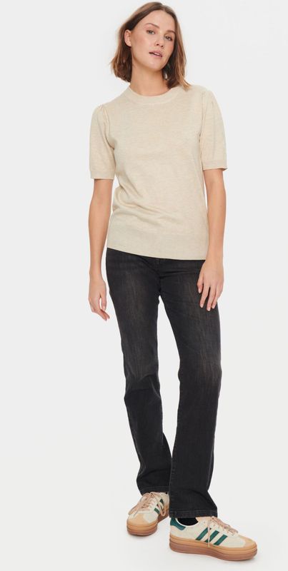 Gebreide Trui - Mélange - Knitwear - Ronde Hals - Kwartmouw