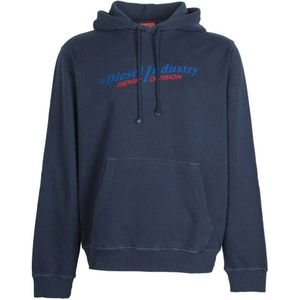 Diesel Heren Industry Denim Divisie Hoodies (Marineblauw)