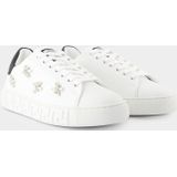 Versace La Greca Sneakers - Wit - Stof - Vetersluiting - Rond
