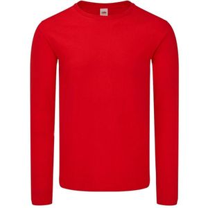 Fruit Of The Loom Heren Iconische 150 T-Shirt Met Lange Mouwen (Rood) - Maat M