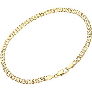 9ct geelgouden platte dubbele ketting van 3,7 gram met een lengte van 51 cm en een breedte van 3,5 mm