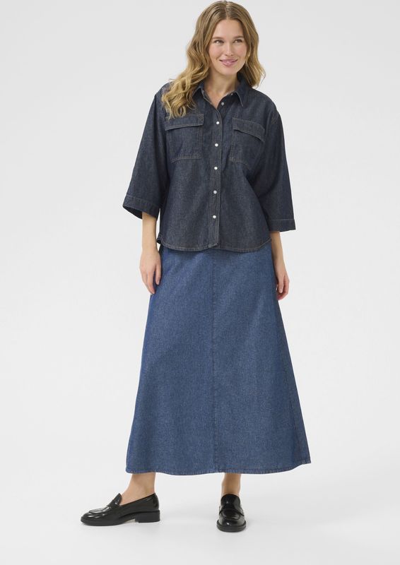 Overhemd - Blue Washed Denim - Casual Fit - Lange Mouwen - 100% Katoen