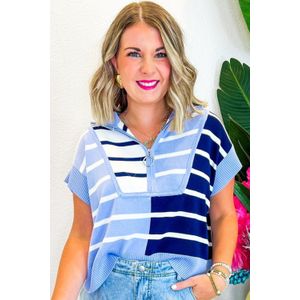 Gestreepte Kleurblok Breimand met Rits