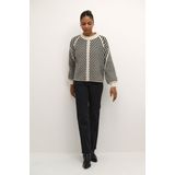 Kaffe - Gebreide Trui - Veelkleurig - Lange Pofmouwen - Ronde Hals