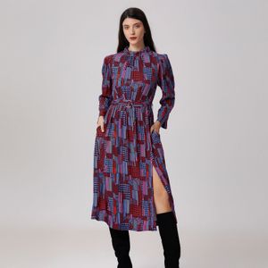 Midi blouse-jurk met grafische print