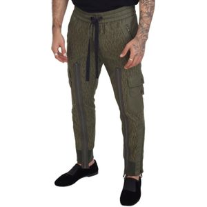 Dolce & Gabbana - Slim-Fit Broek - Groen - Katoen/Nylon - Logo-Details