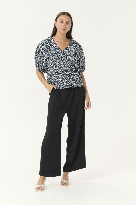 Kaffe - Blouse 'Ruffalo' - Navy / Wit - Blouseshirt