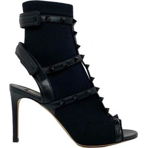 Valentino - Rockstud Sock Heel Sandals - Zwart - Leer - Hak 9 cm