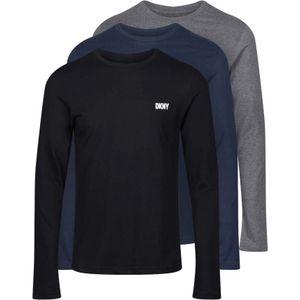 Men's DKNY Long Sleeve 3 Pack T-Shirt in Grey black