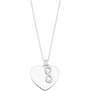 Amor Ketting met hanger voor dames, sterling zilver 925, zirkonia (synth.) hart