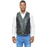 Klassiek leren gilet - Verweerd zwart - Chester