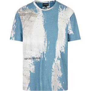 Emporio Armani Abstract T-shirt heren (Blauw/Wit)