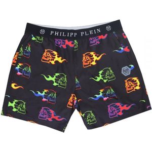 Philipp Plein Flaming Skulls Zwarte Zwemshort - Maat M