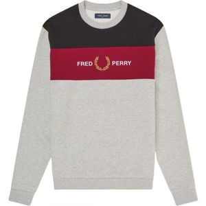 Fred Perry Colourblock M8597 127 Grijze Trui - Maat XS