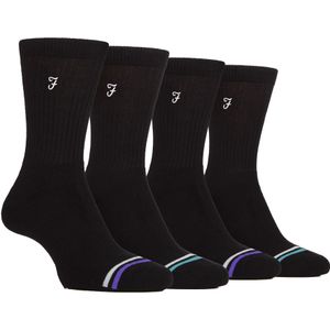 Heren Bamboe Sportsokken in Zwart en Wit | Farah | 4-Pack | Diabetesvriendelijke Sportsokken met Glad Teengedeelte en Lose Top | Tennis Gym Hardloopsokken - Zwart