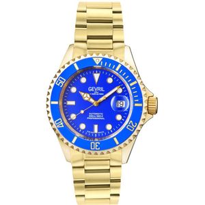 Gevril heren Wall Street blauwe wijzerplaat IP gouden armband horloge