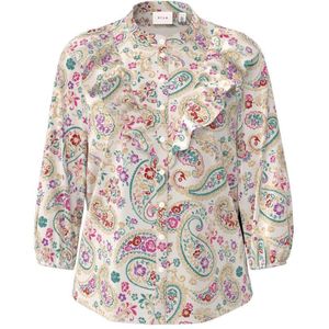 VILA geweven blouse VIMADIA met paisleyprint en ruches ecru/multi