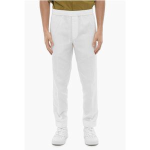 Slim Fit REM-broek met elastische tailleband in wit