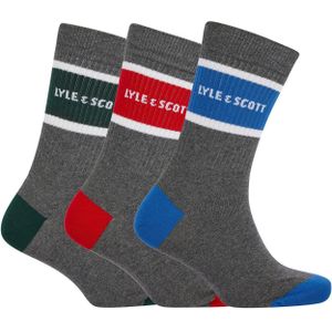 Lyle & Scott Heren Sport Crew Sokken (Set van 3) (Grijs)