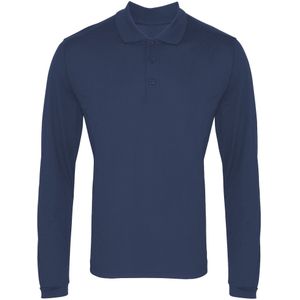 Premier Heren Lange Mouw Coolchecker Pique Polo Shirt (Marine)