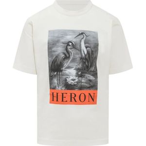 Heron Preston Heron Bird geschilderd ivoor bedrukt T-shirt in wit