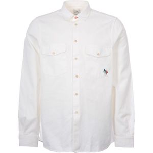 Men's Paul Smith Embroided Zebra Logo Overshirt In White - Maat XL