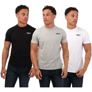 DKNY Heren Geborduurd Logo T-shirt (Set van 3) (Zwart/Grijs/Wit)
