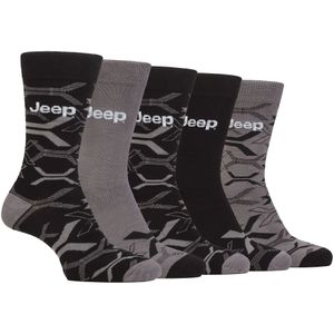 Heren Bamboe Dress Sokken | Jeep | 5-Pack Ademend Vrijetijdssokken voor Elke Dag - Zwart / Charcoal