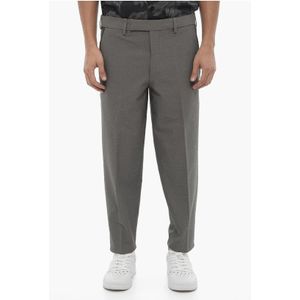 Regular Fit Slim Fit Broek met Riemlussen in Grijs