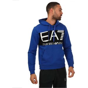 Men's Emporio Armani EA7 Large Logo hoody in Blue