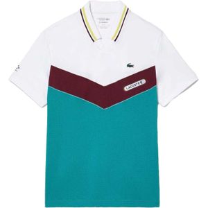 Lacoste Heren Daniil Medvedev Naadloos Tennis Poloshirt (Wit/blauw)