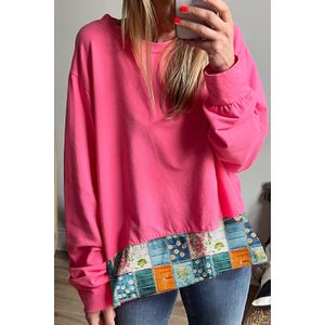 Patchwork Hem Lange Mouwen Top