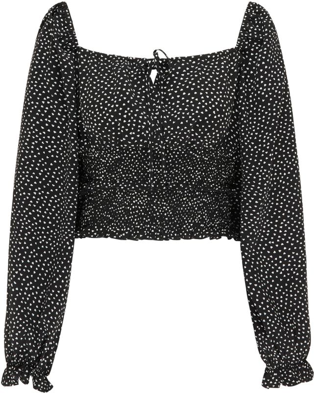 myMo - Esha - Shirt met Lange Mouwen - Hartjes All-over Print