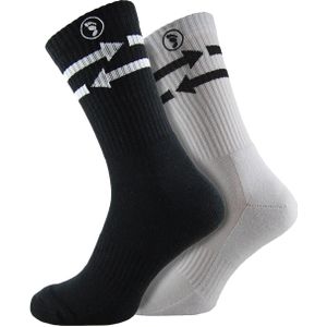 2 Paar Mannen Pijlen Crew Sokken | Teen Doeken | Gezellige Klassieke Crew Lengte Sokken, Ideaal voor Sport - Wit / Zwart