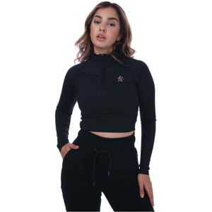 Gym King Sweatshirt Met Kwartrits En Trechterhals Voor Dames, Zwart-goud - Maat 44