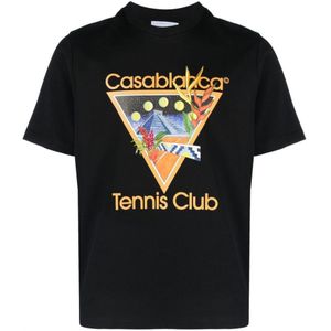 Casablanca Tennisclub T-shirt in zwart
