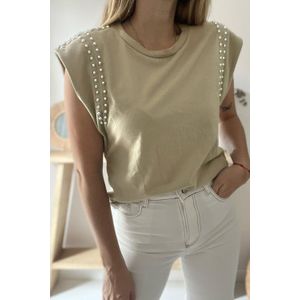 Pareltjes Versierde Korte Mouwen Top