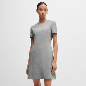 BOSS - Donalara - Damesjurk - Lichtgrijs - Korte Mouwen - Visgraat Jersey
