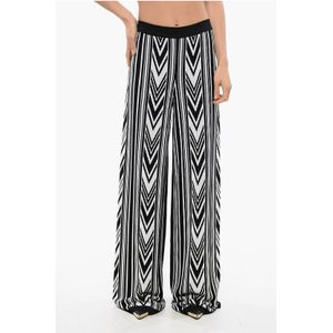Wijde broek met geometrisch patroon in zwart-wit