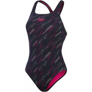 Speedo Dames/Dames Hyperboom Medalist All-Over Print Eendelig Zwempak (Zwart/roze)